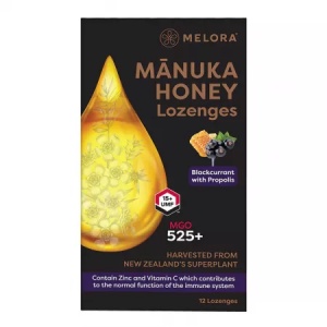 Dropsuri din miere de Manuka cu coacaze negre si propolis, 12 bucati, Melora - Img 1
