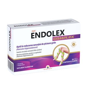 Endolex Complex cu Diosmină 450 mg, Hesperidină și Castan, 30 comprimate filmate, Sun Wave Pharma