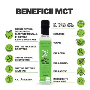 Extras natural din ulei de cocos BIO MCT C8 & C10,ECO, fara gluten 250 ml, Republica Bio - Img 2