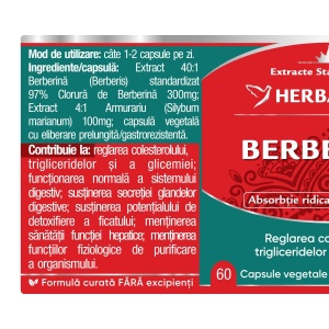 Herbagetica Berberina Bio Activa, pachet 2 x 60 capsule - Img 2