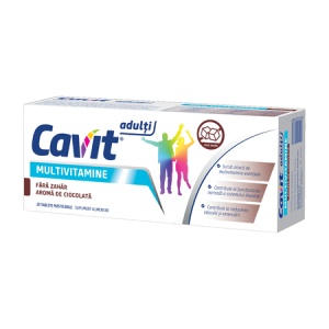 Multivitamine pentru adulți cu aromă de ciocolată Cavit, 20 tablete masticabile, Biofarm