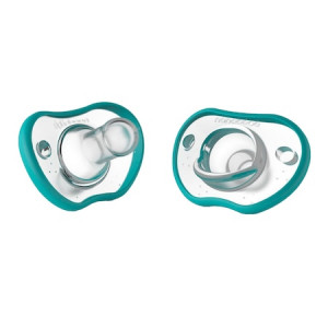 NANOBEBE Suzete din silicon flexibile 3luni+ x 2buc, Turcoaz - Img 1