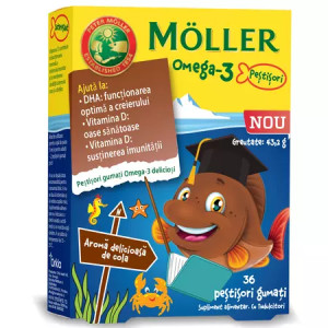 Pestisori gumati cu Omega-3 si aroma de cola, 36 jeleuri, Mollers - Img 3