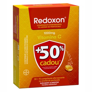 Redoxon Vitamina C 1000 mg, aromă de portocale, 30+15 comprimate efervescente, Bayer