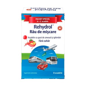 Rehydrol Acadele rau de miscare cu zmeura si ghimbir – 6+2 bucati – MBA Pharma