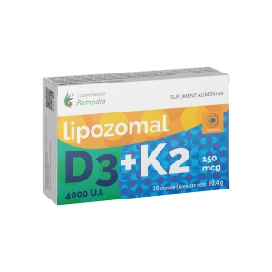 Remedia Lipozomal D3 4000 UI + K2 150 mcg, 30 capsule