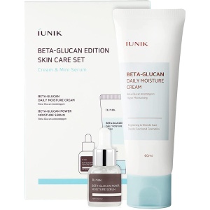 Set de îngrijire a tenului IUNIK Beta Glucan Edition, Cremă hidratantă 60 ml + Ser mini 15 ml