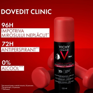 Spray antiperspirant pentru barbati impotriva mirosurilor neplacute Clinical Control 96H, 125 ml, Vichy - Img 2