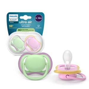 Suzeta Ultra Air Pacifier Philips Avent, Roz/Verde, 6-18 luni, SCF087/12, 2 bucăți, Philips