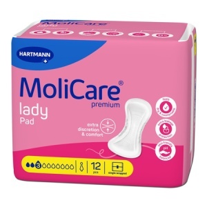 Tampoane pentru incontinenta urinară MoliCare Lady Pad, 3 Picături, 12 bucăți, Hartmann