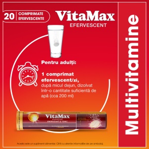 VitaMax Efervescent Multivitamine cu Ginseng Siberian, 20 comprimate efervescente, Perrigo - Img 3