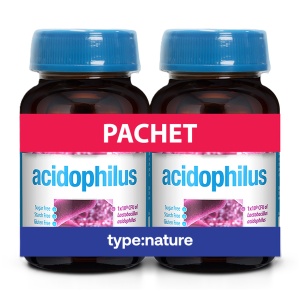 Acidophilus Probiotic cu Lactobacillus acidophilus, 60 + 60 tablete, Naturmil