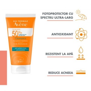 Avene Cleanance Crema Fata Protectie Solara SPF50+ TriAsorb+, 50 ml - Img 3
