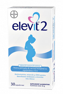 Bayer Elevit 2 multivitamine pentru sarcina din saptamana 13, cu DHA, 30 capsule - Img 2