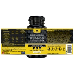 Boost4Life Ashwagandha KSM-66 Premium cu magneziu, zinc si vitamina B6, 60 capsule vegane - Img 2