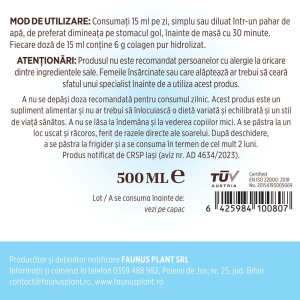 Colagenus Articulatii – Colagen lichid 500ml, Faunus Plant - Img 8