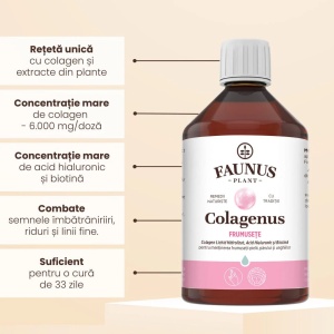 Colagenus Frumusete colagen lichid cu acid hialuronic si biotina, 500 ml, Faunus Plant - Img 2