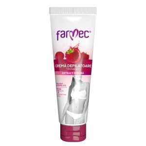 Cremă depilatoare pentru piele sensibilă cu extract de zmeură, 150 ml, Farmec