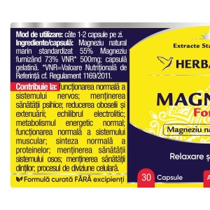 Herbagetica Magneziu Forte, 30 capsule - Img 2