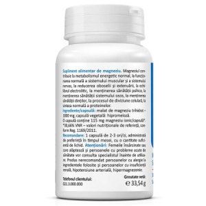 Magneziu Malat Optimum 1000 mg, 30 capsule, Zenyth - Img 2