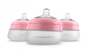 NANOBEBE Biberoane din silicon x 3buc, 150ml, Roz