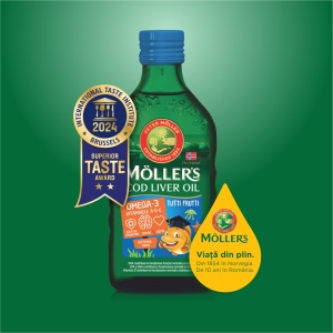 Omega 3 ulei ficat de cod cu aroma de tutti-frutti pentru copii, 250 ml, Mollers - Img 2