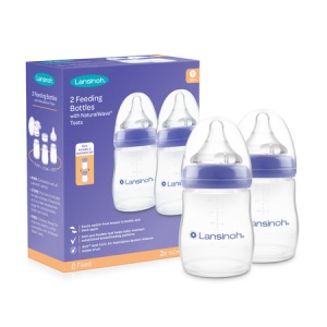 Pachet 2 biberoane cu tetină NaturalWave flux lent (+1 lună), 160 ml, Lansinoh