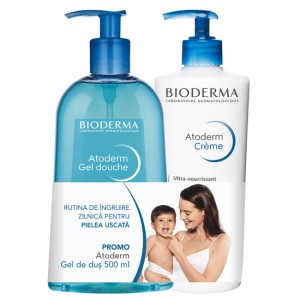 Pachet Atoderm Crema parfumata 500 ml + Atoderm Gel de dus 500 ml, Bioderma