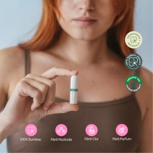 Phin tampoane din bumbac organic, fara aplicator, flux moderat, 16 buc - Img 2