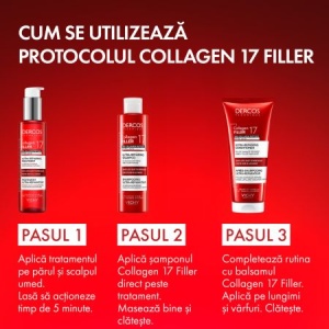 Sampon ultra-reparator pentru par deteriorat si fragil Dercos Collagen 17 Filler, 200 ml, Vichy - Img 8