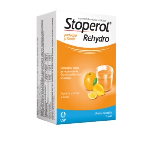 Stoperol Rehydro Portocala si Lamaie 12 plicuri – Electroliti