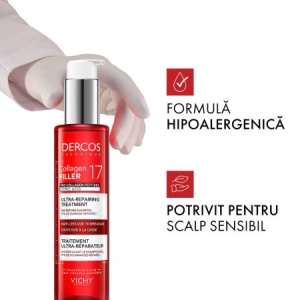Tratament ultra-reparator cu peptide Pro-Colagen si acid citric Dercos Collagen 17 Filler, 150 ml, Vichy - Img 7