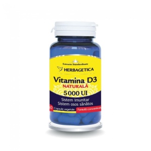 Vitamina D3 naturală 5000 UI, 30 capsule, Herbagetica