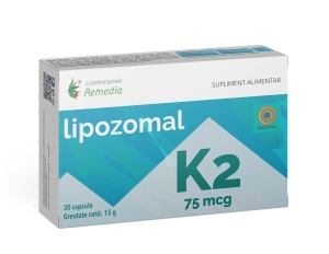 Vitamina K2 Lipozomală 75 mcg, 30 capsule, Laboratoarele Remedia