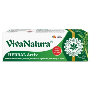 Vivanatura Herbal Activ Pastă de Dinți cu Argilă și Aloe Vera, 50 ml