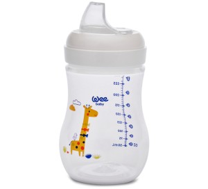 WEE BABY Pahar PP cu tetina forma rotunda si accesoriu pentru invatare 297 - Img 1