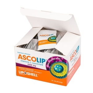 ASCOLIP Vitamina C lipozomală 1000 mg cu aromă de coacăze, 30 plicuri, Liposhell - Img 2