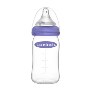 Biberon din sticlă cu tetină din silicon NaturalWave (+1 lună), 160 ml, Lansinoh