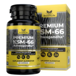 Boost4Life Ashwagandha KSM-66 Premium cu magneziu, zinc si vitamina B6, 60 capsule vegane - Img 3