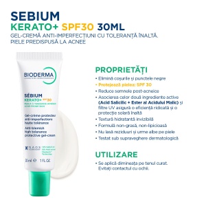 Crema anti-imperfectiuni cu SPF 30 Sebium Kerato+, 30 ml, Bioderma - Img 4