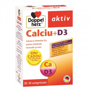 DOPPELHERZ Calcium 600mg+vitD3 x 30+10cp