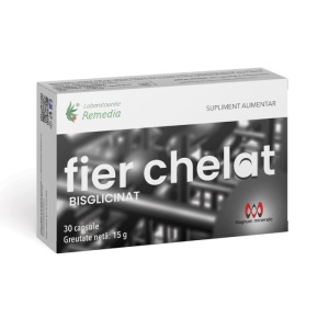 Fier chelat bisglicinat, 30 capsule, Laboratoarele Remedia