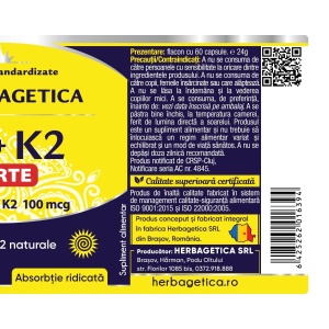 Herbagetica D3+K2 Forte, pachet 2 x 60 capsule - Img 2