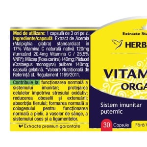 Herbagetica Vitamina C Organica, pachet 2 x 60 capsule - Img 2
