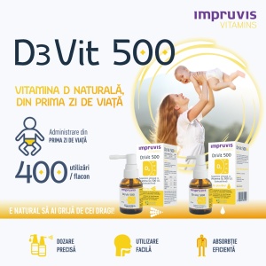 Impruvis D3Vit 500 cu Picurator - Vitamina D3 500 U.I. - 20 ml - Img 2