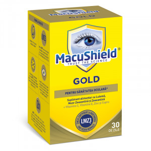 MacuShield Gold cu Luteină, Mezo-zeaxantină și Zeaxantină pentru Ochi, 90 capsule, Macu Vision