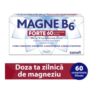 Magne B6 Forte 100 mg/10 mg, 60 comprimate filmate, Sanofi