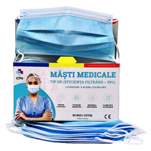 Masca medicala tip IIR negre x 50buc