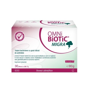 Omni Biotic Migra, probiotice pentru mentinerea florei intestinale si migrene asociate, 30 plicuri - Img 2