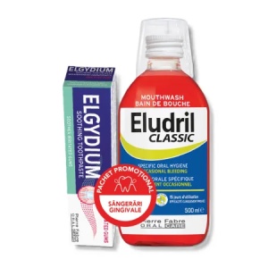Pachet Pasta de dinti pentru gingii iritate 75 ml + Apa de gura Eludril 500 ml, Elgydium